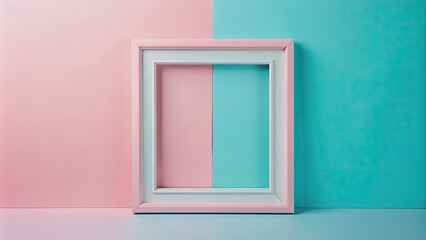 Mock up frame with pastel pink and blue colors , mockup, frame, pastel, pink, blue, soft, minimalistic, design, decoration, styled