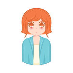 Cute kawaii girl cartoon character Vector illustration