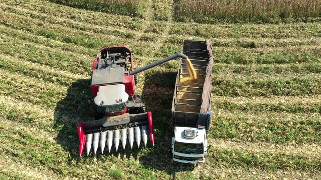 Harvester Tractor At Mogi Mirim Sao Paulo Brazil. Birds Eye View Of Cultivation Field In The Farming Scenery. Nature Sky Clouds Sky Forest. Nature Agro Rural Panoramic. Mogi Mirim Sao Paulo.