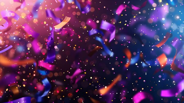 Celebration background template with confetti and balloons