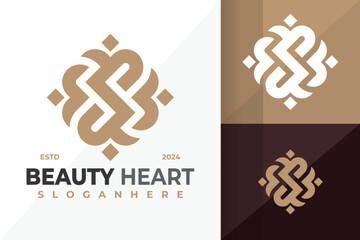 Letter S Beauty Heart Ornament Logo design vector symbol icon illustration