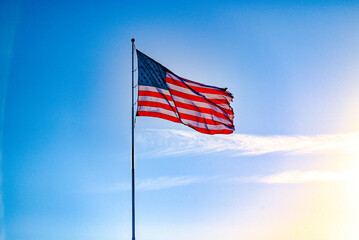 american flag waving in the wind