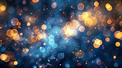 Abstract background with golden and blue lights bokeh