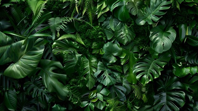 Dark green plants in lush foliage background