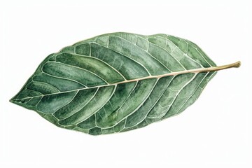 Obraz premium A bay leaf visualized with rich watercolor tones isolate on white background
