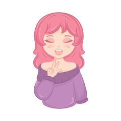 Cute kawaii girl cartoon character Vector illustration