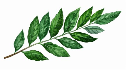 A laurel leaf depicted with elegant watercolor patterns isolate on white background