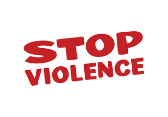 Stop Violence stamp grunge red on white background. Print vector design.