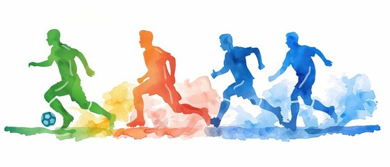 A youth academy depicted with vibrant watercolor training sessions isolate on white background