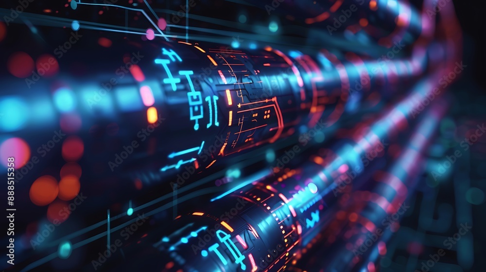 Poster futuristic technology and abstract data flow