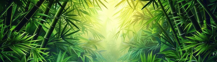 Naklejka premium tropical leaves flat design bamboo front view natural forest theme animation vivid