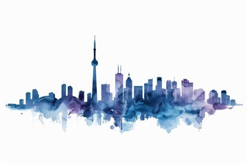 Obraz premium Skylines visualized with vibrant watercolor cityscapes isolate on white background