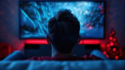 Fototapeta premium The holiday movies banner showcases an ultramodern