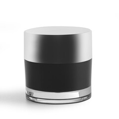  Black cosmetic cream container isolated on white background.