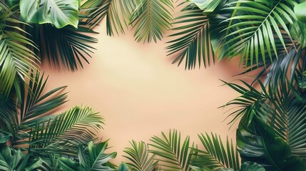 Obraz premium tropical leaves flat design palm front view vacation theme animation vivid