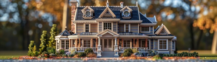 Obraz premium House model with classic design, advanced home security, realistic background, high resolution, detailed architecture