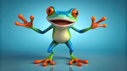 Obraz premium Playful and colorful cartoon character known as Crazy Frog , Crazy, Frog, Cartoon, Character, Playful, Fun, Music, Ringtone
