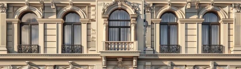 Obraz premium Real estate investment, classic architecture, detailed and ornate facade, realistic background, high resolution, appealing design