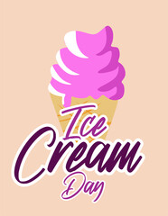 Ice cream day with delicious pink ice cream