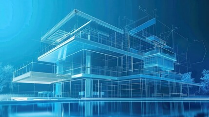 Detailed blueprint, innovative architecture, home improvement project, realistic setting, high resolution, modern design