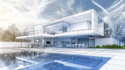 Modern home improvement blueprint, contemporary architectural details, realistic setting, high resolution