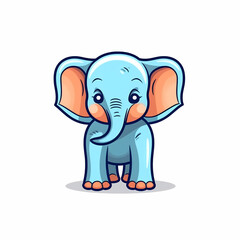 Cute cartoon elephant illustration. Generative AI.
