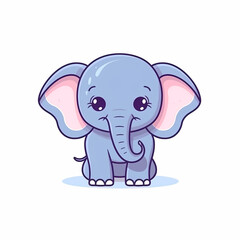 Naklejka premium Cute cartoon elephant illustration. Generative AI.
