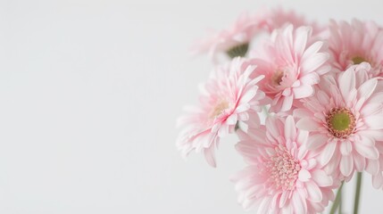 A bouquet of pink flowers is displayed in a vase