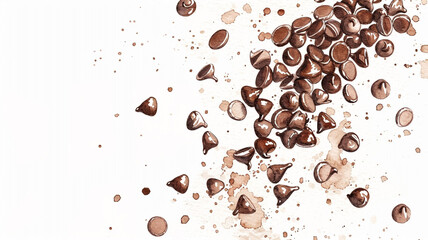 A close up of a bunch of coffee beans on a white background. coffee beans, close-up, white background, coffee bean close-up, roasted coffee beans, coffee bean texture, coffee bean background,