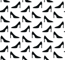 Obraz premium Vector seamless pattern of hand drawn shoe silhouette isolated on white background