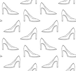 Vector seamless pattern of hand drawn doodle sketch outline shoe isolated on white background