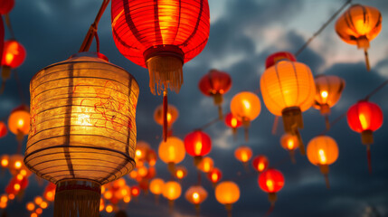 Chinese New Year lanterns and firework