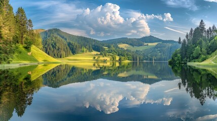 Fototapeta premium Serene Mountain Lake Reflection