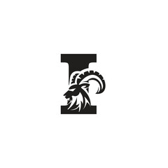Letter I Head Goat Logo Icon Vector