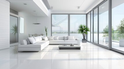 Minimalist interior design, modern living room, sleek furniture, realistic background, high resolution, attracting buyers