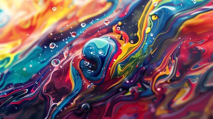 A vivid burst of colorful liquids in mid-air, capturing the dynamic motion and vibrant hues in stunning detail. A cascade of colorful liquids splashing against a stark white background, highlighting 