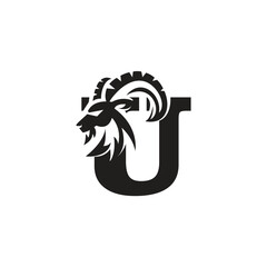 Letter U Head Goat Logo Icon Vector