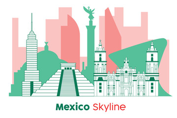 Fototapeta premium Mexico skyline Modern cityscape Vector illustration