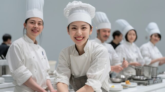 Story of a group of chefs working together to create a unique dining experience, emphasizing how teamwork and collective creativity lead to culinary success Height Resolution Photo, , Minimalism,