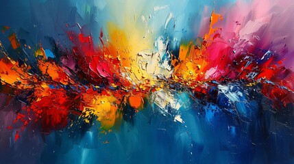 Abstract Expressionist Landscape in Vivid Colors