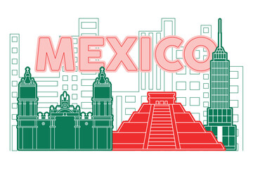 Mexico skyline Modern cityscape Vector illustration