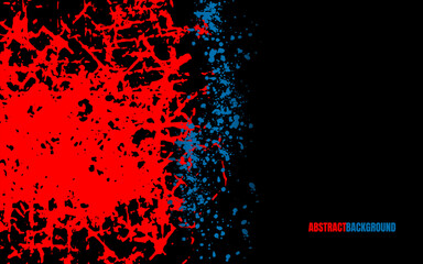 Blue paint splash on red abstract on black background