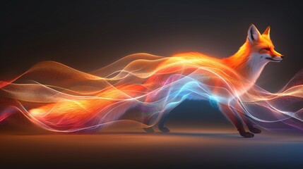 Obraz premium Orange Fox In A Stream Of Light