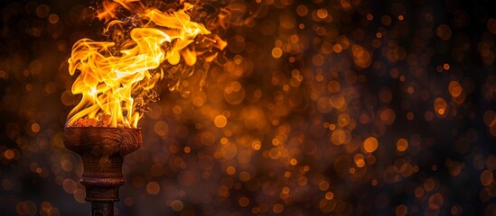 Burning Torch Against a Sparkly Background