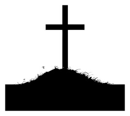 silhouette of a cross on the mountain