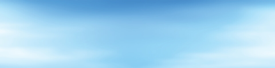 Blue sky with white clouds, panoramic image, vector background