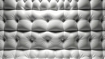 Fototapeta premium Seamless subtle white diamond tufted upholstery pattern background texture overlay abstract soft puffy quilted sofa cushions or headboard displacement bump