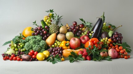 a colorful arrangement of fruits and vegetables. generative ai