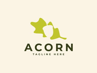acorn logo vector illustration. acorn with leaf logo template © Rezaalfarid204