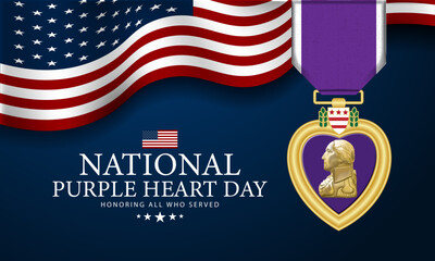 National Purple Heart Day August 7 Background Vector Illustration